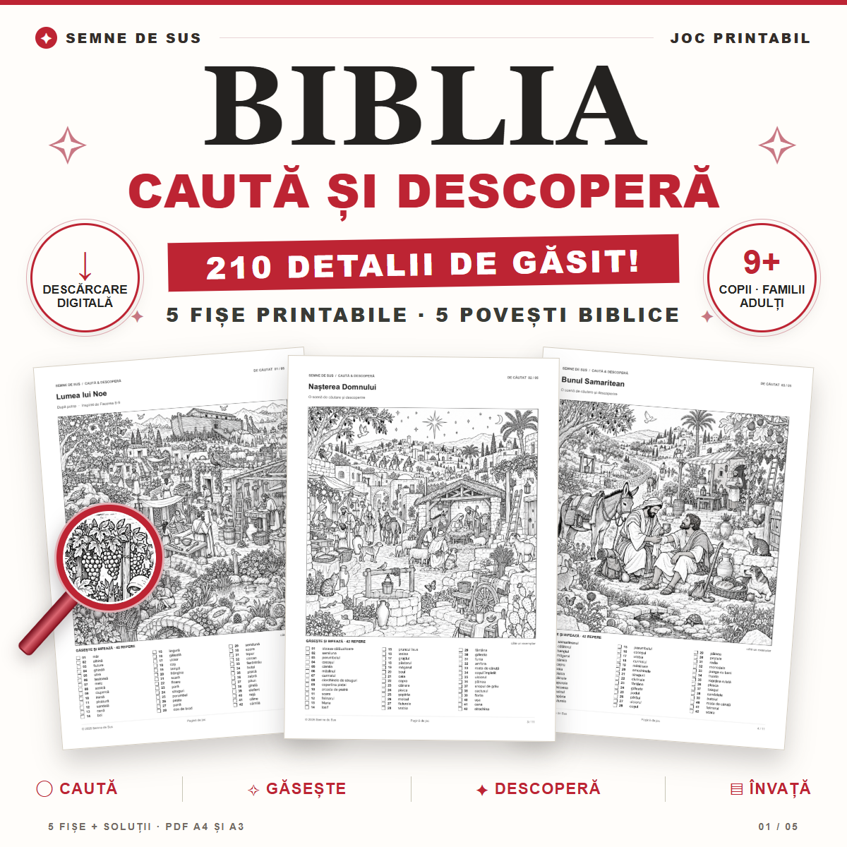 Jocul printabil Caută și descoperă Biblia