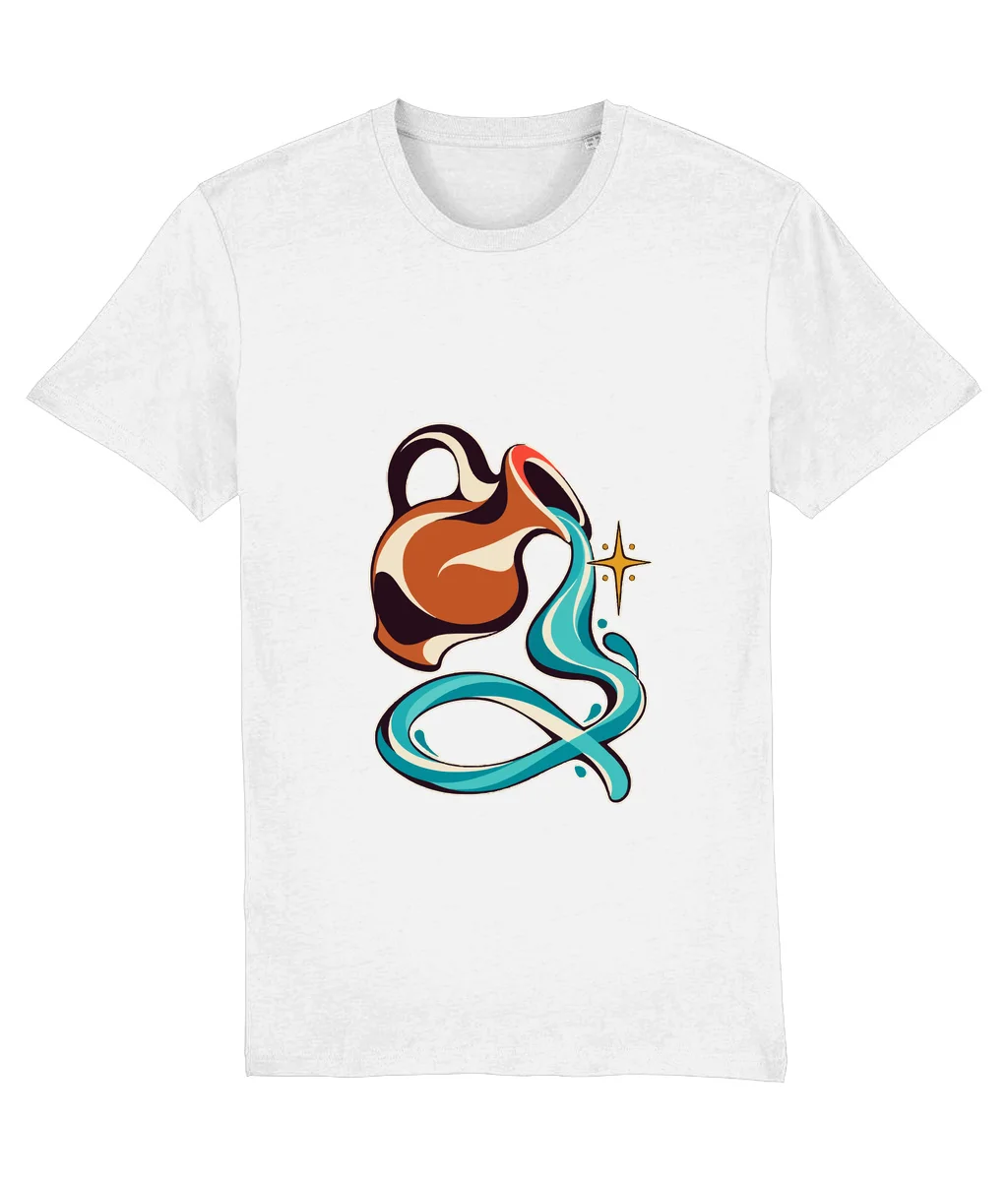 Tricou alb Apa vie · Artă, cu imprimeu pe piept