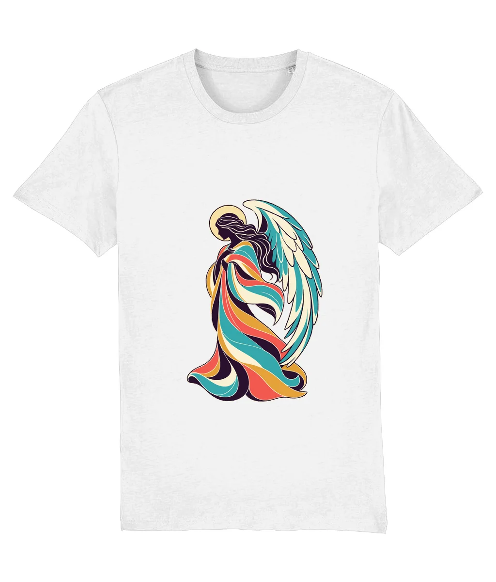 Tricou alb Înger păzitor · Artă, cu imprimeu pe piept