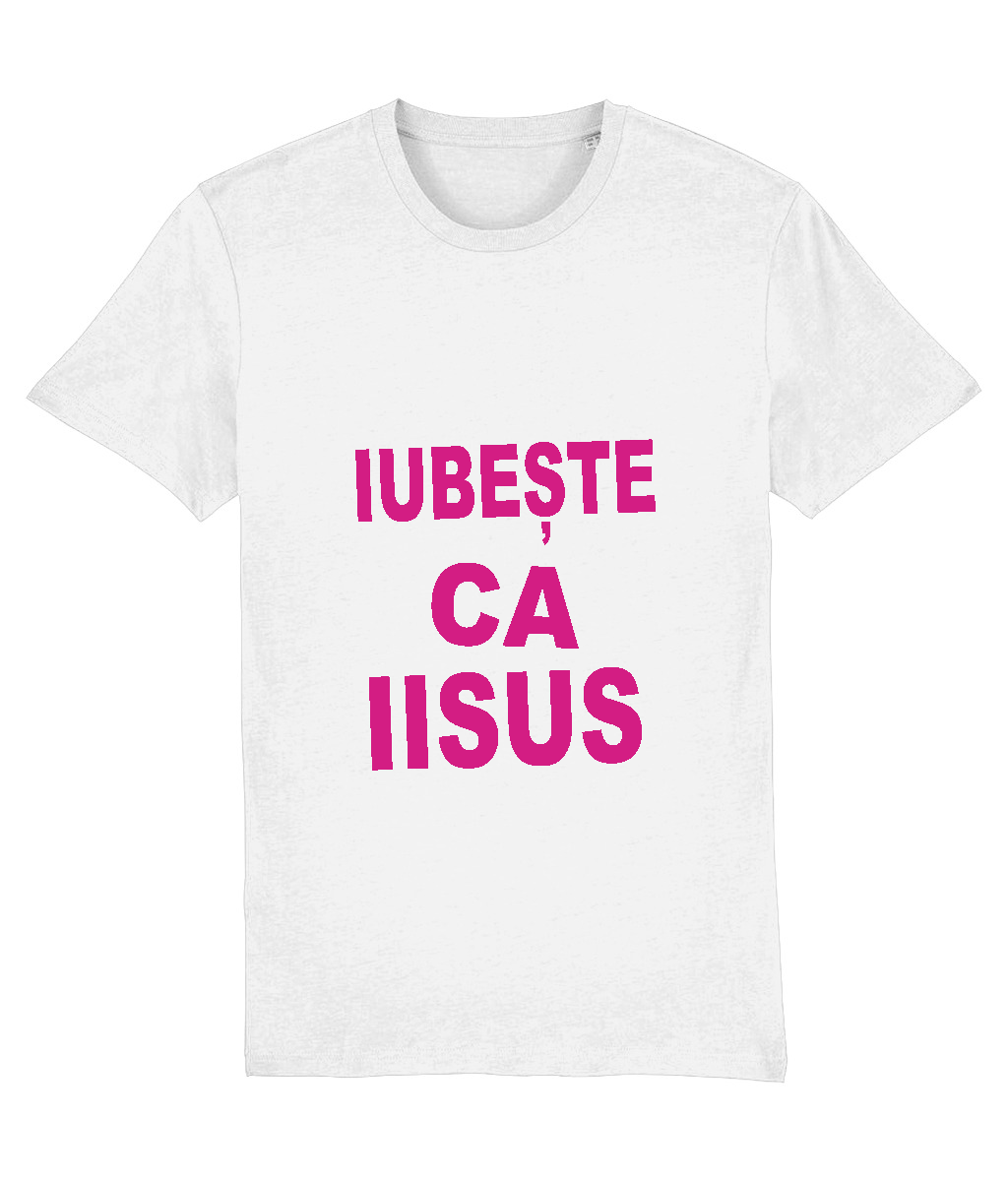 Tricou alb Iubește ca Iisus, cu imprimeu pe piept