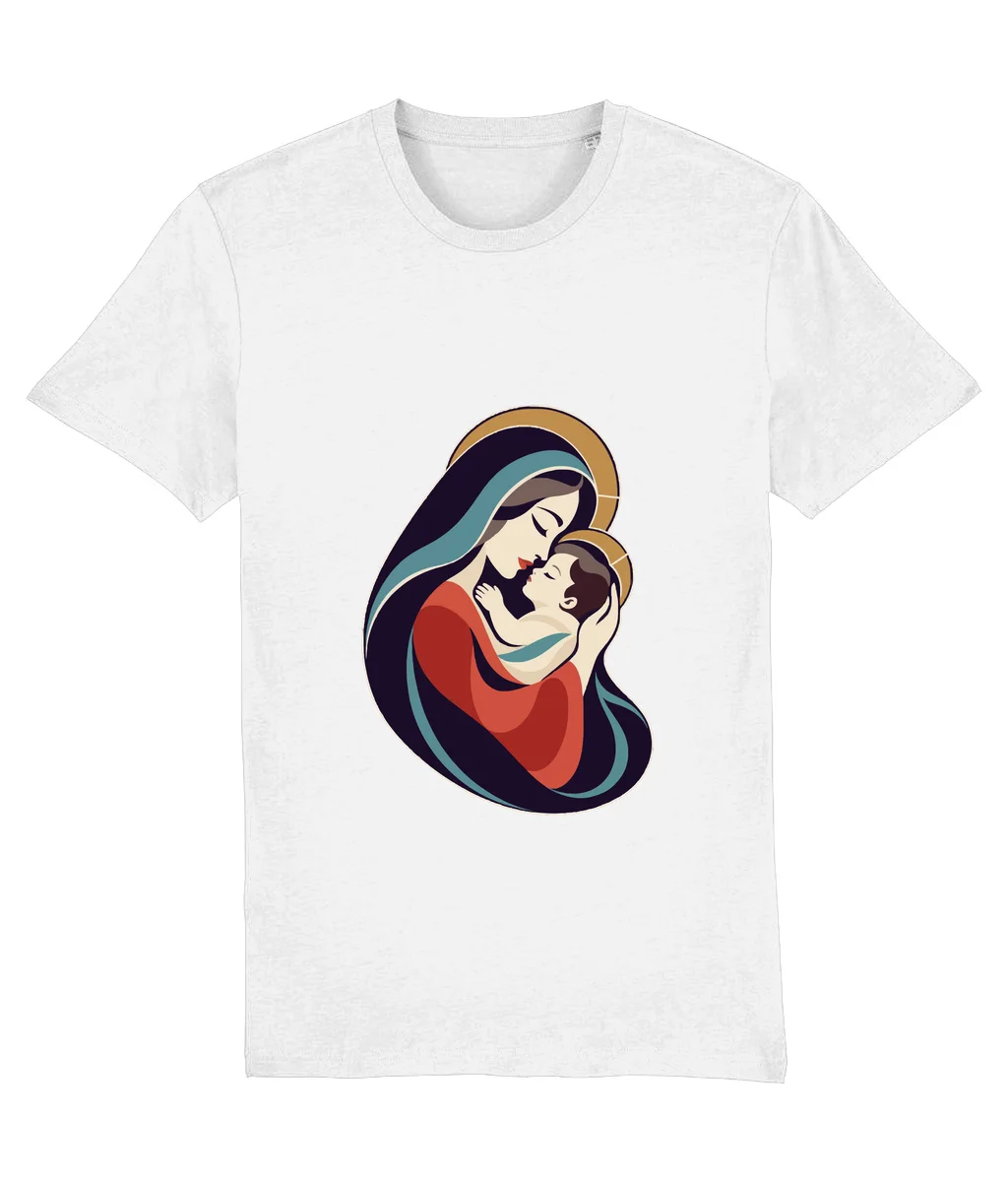 Tricou alb Ocrotire · Artă, cu imprimeu pe piept