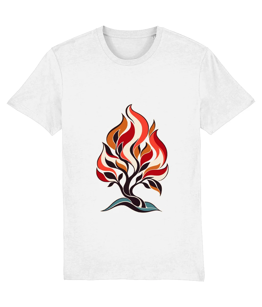 Tricou alb Rugul aprins · Artă, cu imprimeu pe piept