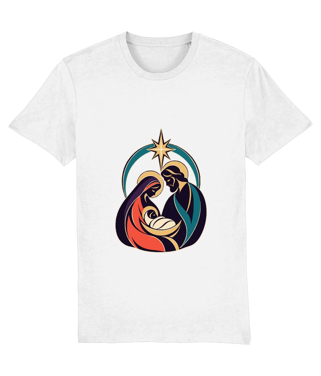 Tricou alb Steaua Betleemului · Artă, cu imprimeu pe piept
